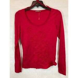 Everyday Elegance: Women's Red X- Smaii Long Sleeve Casual Shirt